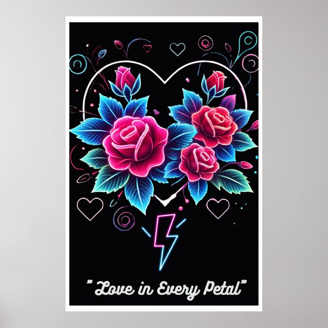 "Electric Bloom: Neon Love Symphony" Poster (Front)