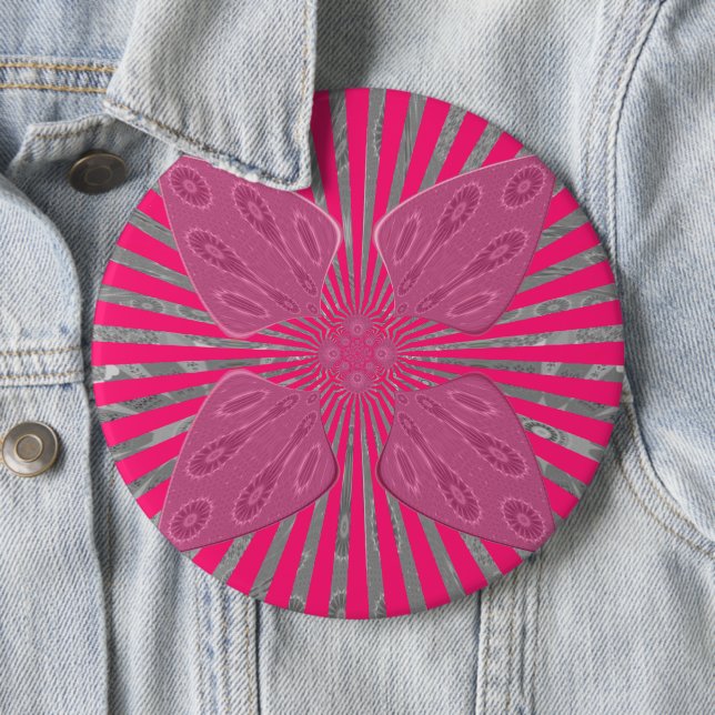 Electric Bloom Wings: A Vividly Edgy & Beautiful 6 Cm Round Badge (In Situ)