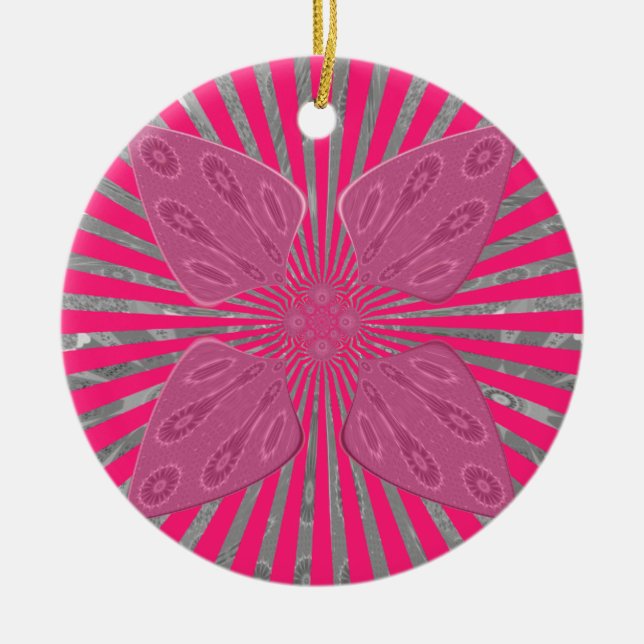 Electric Bloom Wings: A Vividly Edgy & Beautiful Ceramic Tree Decoration (Front)