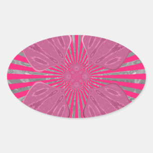Electric Bloom Wings: A Vividly Edgy & Beautiful Oval Sticker