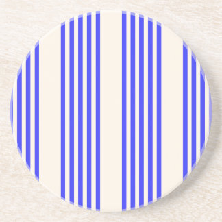 Electric blue and beige five stripe pattern coaster