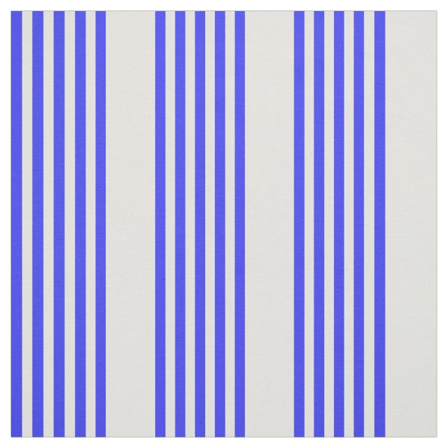 Electric blue and beige five stripe pattern fabric (Swatch)