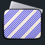Electric blue and beige five stripe pattern laptop sleeve<br><div class="desc">Electric blue and beige five stripe pattern</div>