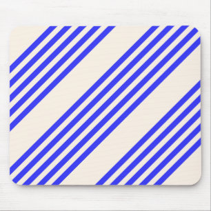 Electric blue and beige five stripe pattern mouse mat