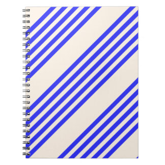 Electric blue and beige five stripe pattern notebook