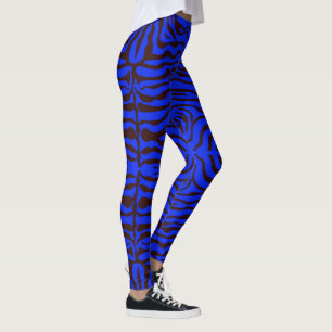 Electric blue and black zebra print  leggings