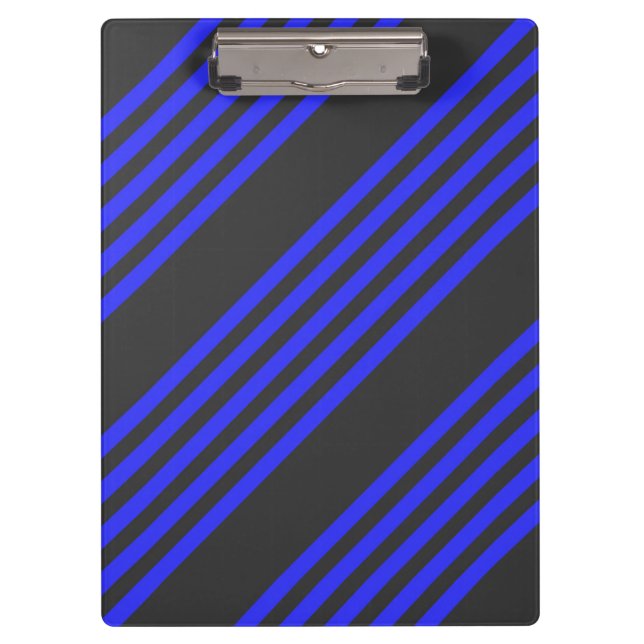 Electric blue and charcoal five stripe pattern clipboard (Front)