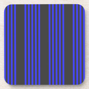 Electric blue and charcoal five stripe pattern coaster