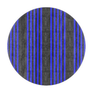 Electric blue and charcoal five stripe pattern cutting board