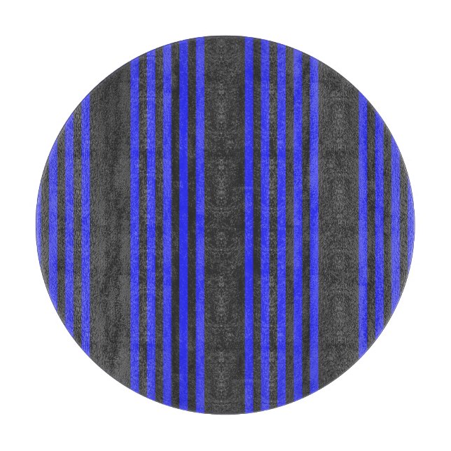 Electric blue and charcoal five stripe pattern cutting board (Front)