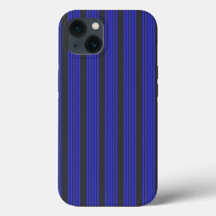 Electric blue and charcoal five stripe pattern iPhone 13 case