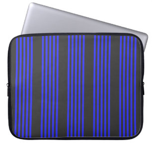 Electric blue and charcoal five stripe pattern laptop sleeve