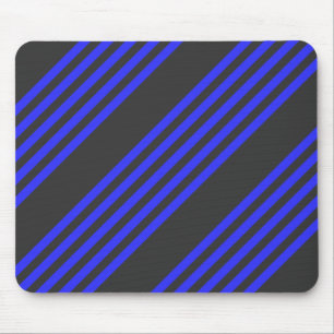 Electric blue and charcoal five stripe pattern mouse mat