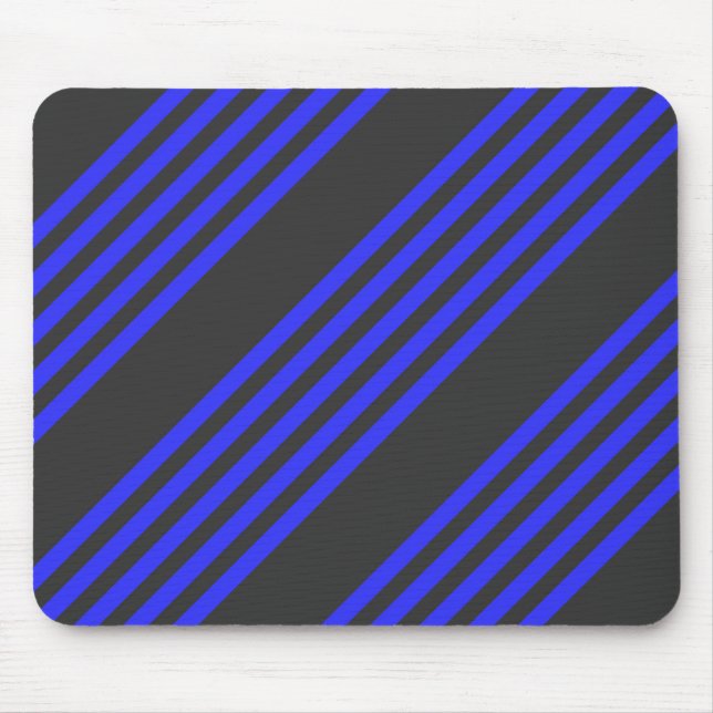 Electric blue and charcoal five stripe pattern mouse mat (Front)