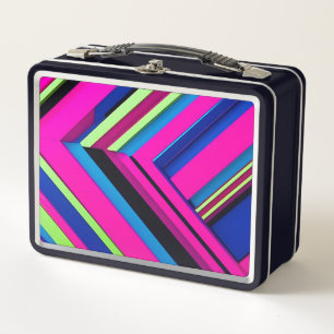  Electric Blue and Pink Metal Lunch Box