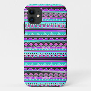 Electric Blue and purple geometric pattern iPhone 11 Case