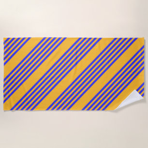 Electric blue and yellow five stripes pattern beach towel