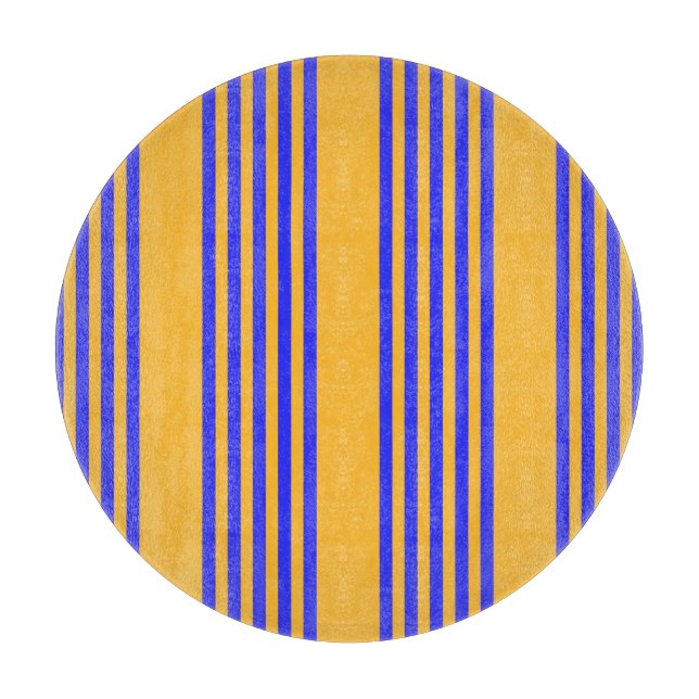 Electric blue and yellow five stripes pattern cutting board (Front)