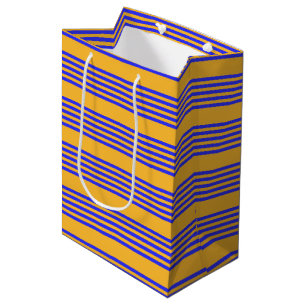 Electric blue and yellow five stripes pattern medium gift bag