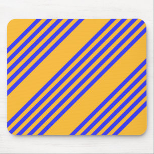 Electric blue and yellow five stripes pattern mouse mat