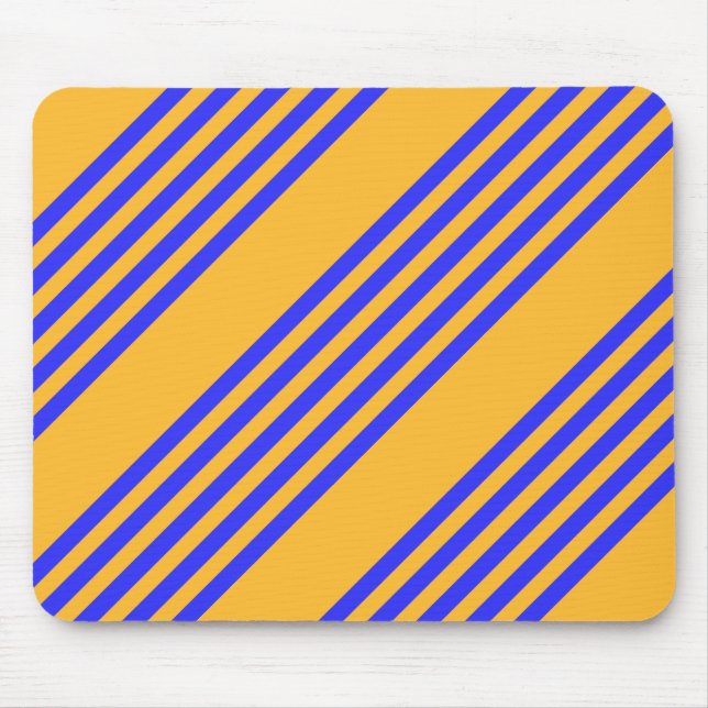 Electric blue and yellow five stripes pattern mouse mat (Front)