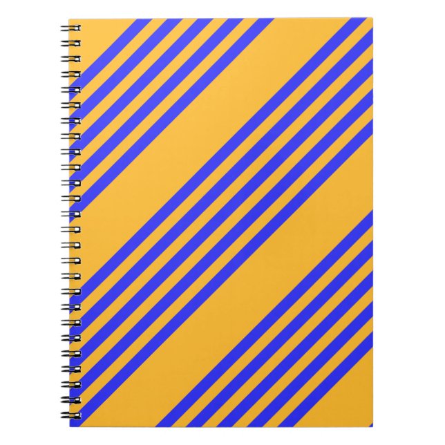 Electric blue and yellow five stripes pattern notebook (Front)