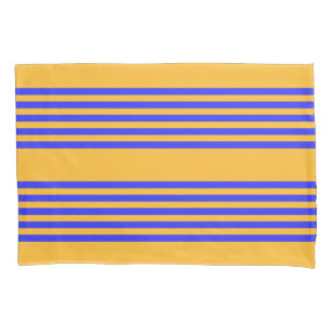 Electric blue and yellow five stripes pattern pillowcase
