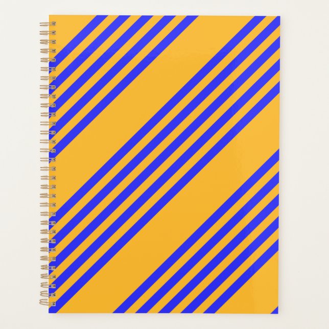 Electric blue and yellow five stripes pattern planner (Front)