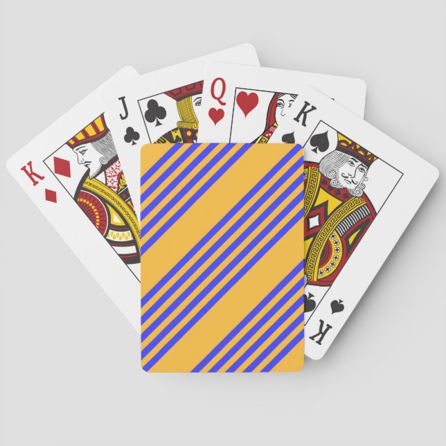 Electric blue and yellow five stripes pattern playing cards (Back)