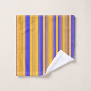 Electric blue and yellow five stripes pattern wash cloth