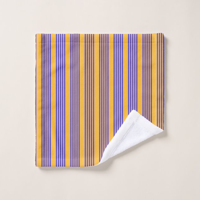 Electric blue and yellow five stripes pattern wash cloth (Wash Cloth)