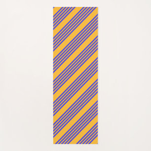 Electric blue and yellow five stripes pattern yoga mat
