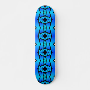 Electric blue aqua black geometric  skateboard