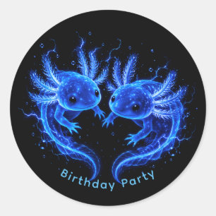 Electric Blue Axolotl Boy Birthday Party Classic Round Sticker