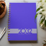 Electric Blue Bottom Stripe Spiral Weekly Planner<br><div class="desc">Simple personal stationery 2025  annual/weekly planner with year made of horizontal stripes and overlapping numbers. Annual planner (12 months) with open monthly overviews and weekly planning sheets. Cover in a curated selection of modern colours. Contact for assistance in personalising or creating special colour combination.</div>