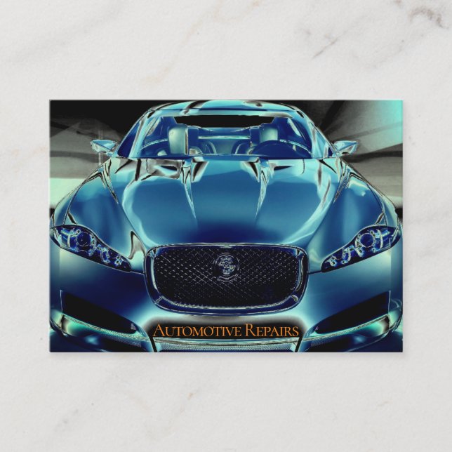 Electric Blue Car, Black Background Business Card (Front)