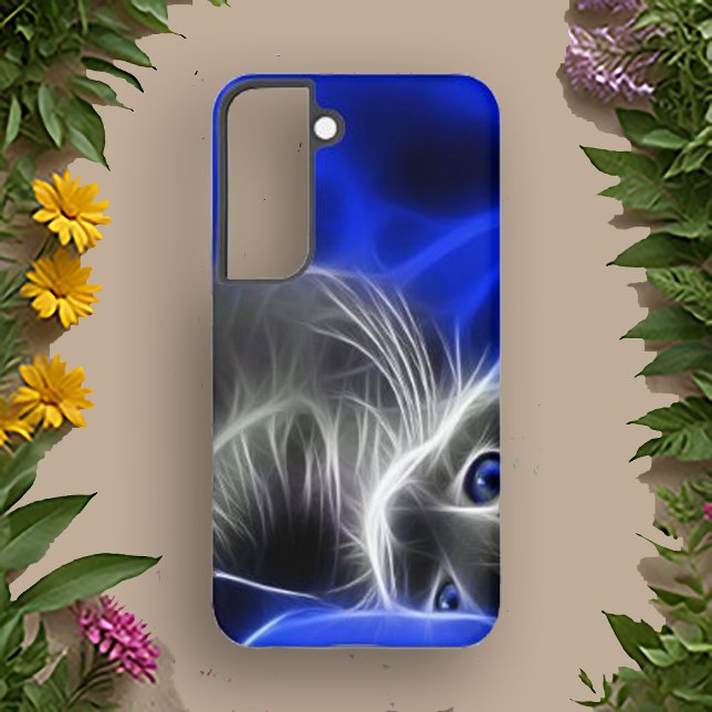 Electric Blue Cat | Glowing Abstract Phone Case (Creator Uploaded)