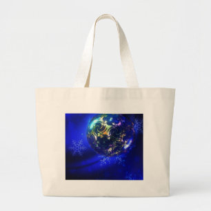 Electric blue christmas bauble design, customize i large tote bag