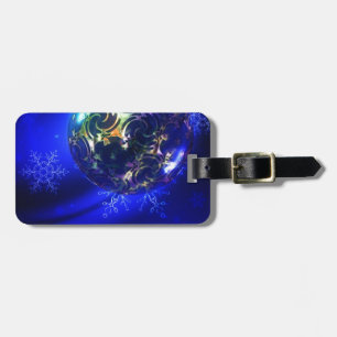 Electric blue christmas bauble design, customize i luggage tag