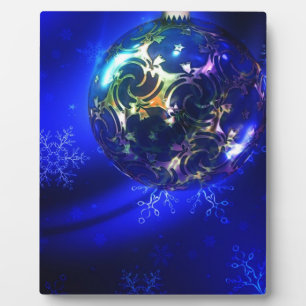 Electric blue christmas bauble design, customize i plaque
