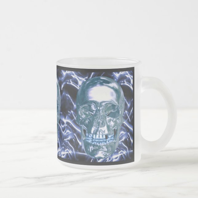 Electric Blue Chrome Skull Mug (Right)