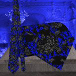 Electric Blue Damask Black Floral Wedding Neck Tie<br><div class="desc">A dramatic electric blue and black wedding neck tie featuring floral damask mixed with black and grey vintage florals. Makes a perfect neck tie for groom and groomsmen.</div>