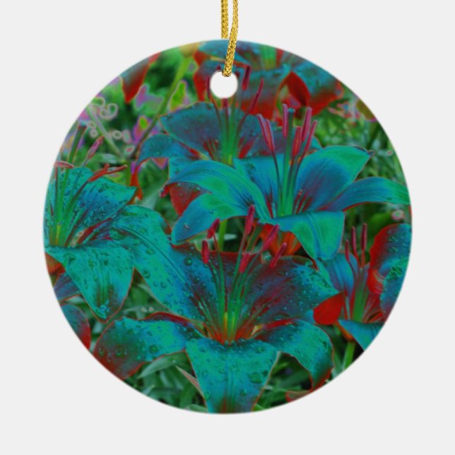 Electric Blue Daylilies Flower Ornament (Front)