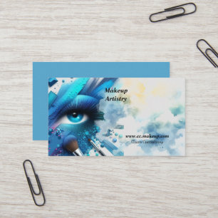 Electric Blue Eye Shadow Makeup  Business Card