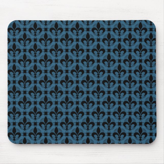 Electric Blue Fancy Fleur de lis Mousepad (Front)