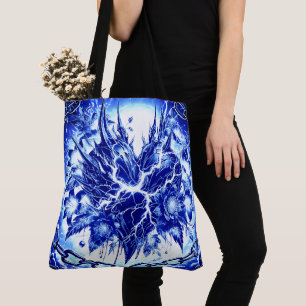 Electric Blue Flower Burst Tote Bag