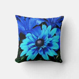 Electric Blue Flowers Cushion
