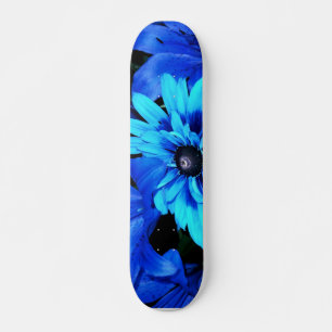 Electric Blue Flowers Skateboard