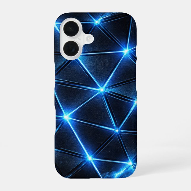 Electric Blue Geometric Energy Grid Phone Case (Back)