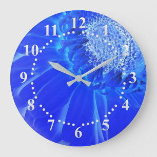 electric blue gerbera large clock